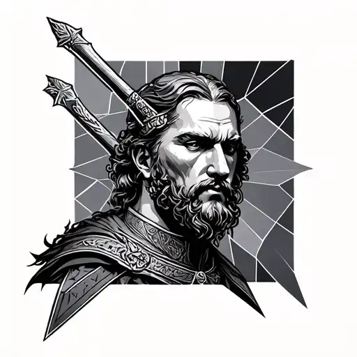 Saint Florian geometric tattoo design idea