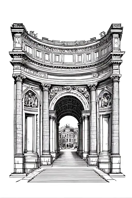 tattoo related to Italy history monument with fine lines tattoo design idea