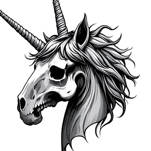 Unicorn Skull tattoo design idea