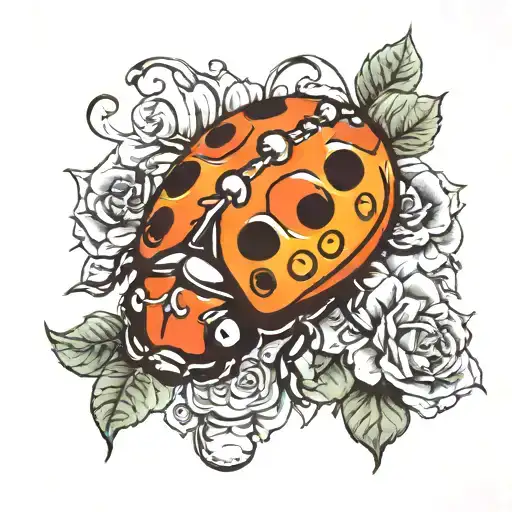 lady bug on sugar skull tattoo design idea