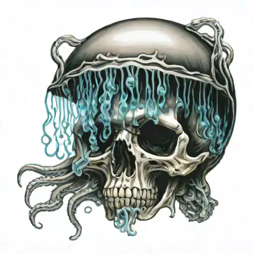 skull jelly fish tattoo design idea