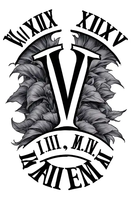 Roman Numerals V.III.MMXXV and the name of my son "Aiden" tattoo design idea