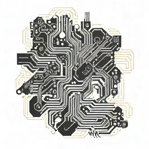 Incorporate circuit board patterns into a techno-themed tattoo design tattoo design idea