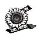 sunflower with caution tape wrapped round tattoo design idea