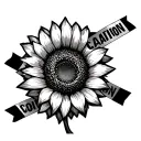sunflower with caution tape wrapped round tattoo design idea