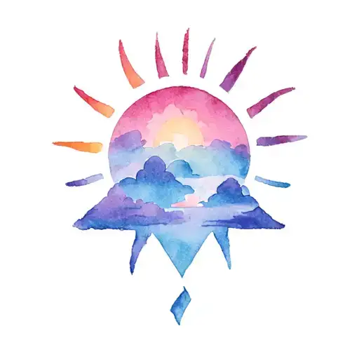 sexual assault symbol and a storm and sun coming out  tattoo design idea