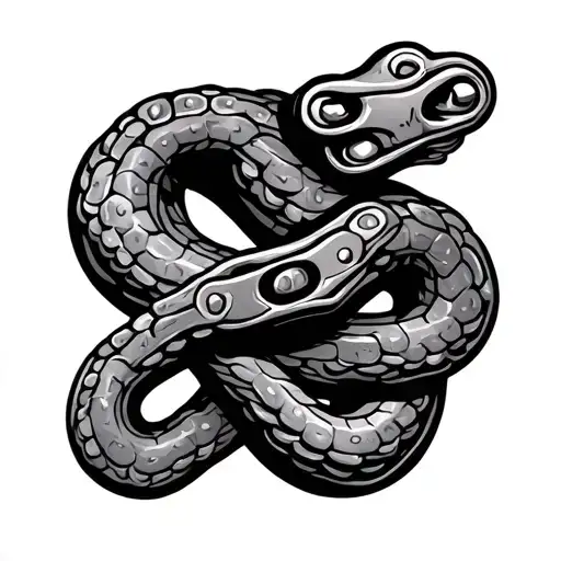 bike chain links snake tattoo design idea