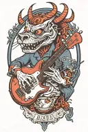 bass guitar, vocals, football, devil tattoo design idea