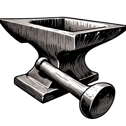blacksmith anvil and rounding hammer tattoo design idea