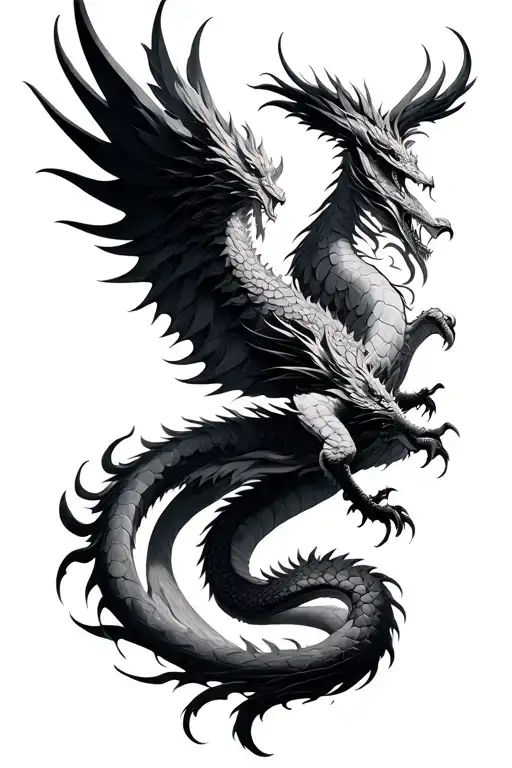 phoenix and dragon intertwined tattoo design idea