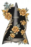 traffic cone with flowers tattoo design idea