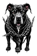 three headed hell hound, detailed, with barbed wire chains  tattoo design idea