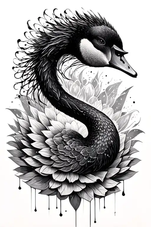 Grunge inspired Black Swan Face tattoo design idea