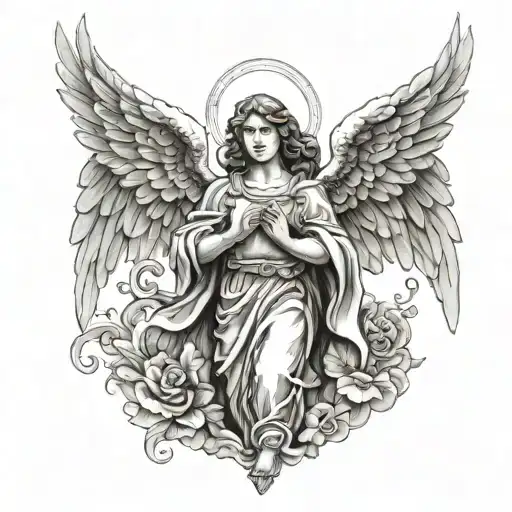 biblical angel tattoo design idea