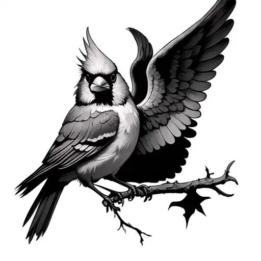 Cardinal With Angel Wings tattoo design idea