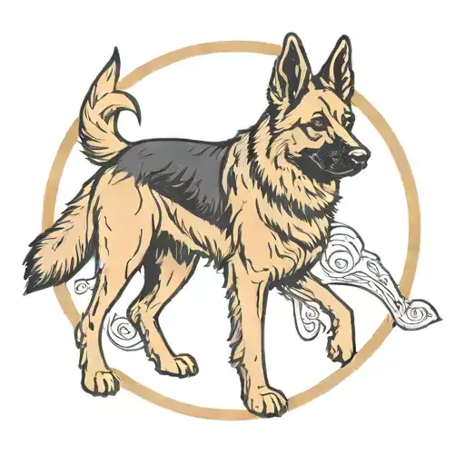 German shepherd tarot card the sun tattoo design idea