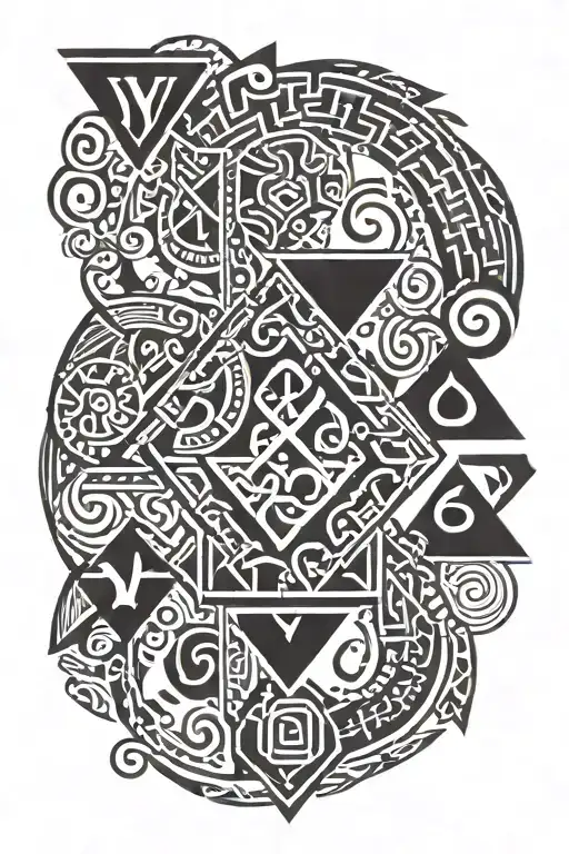 viking runes life luck love money tattoo design idea
