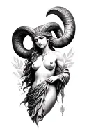 Aries sexy goddess Athena tattoo design idea