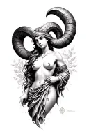 Aries sexy goddess Athena tattoo design idea