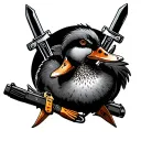 duck with knives and guns tattoo design idea