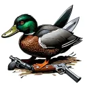 duck with knives and guns tattoo design idea