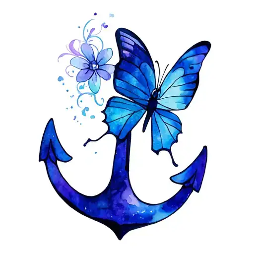 Butterfly And Anchor tattoo design idea