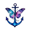 Butterfly And Anchor tattoo design idea