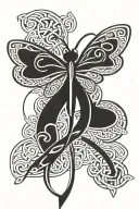 celtic dragonfly with celtic knot clover tattoo design idea