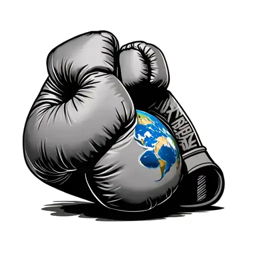 boxing gloves fighting earth  tattoo design idea