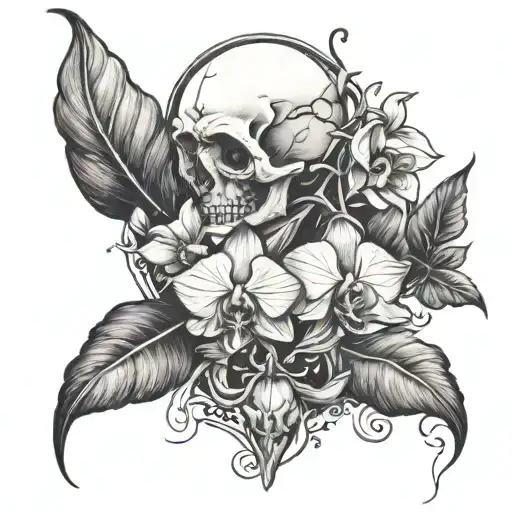 philosopher stone and orchids  tattoo design idea