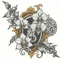 philosopher stone and orchids  tattoo design idea