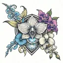 philosopher stone and orchids  tattoo design idea