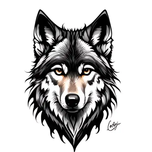 Feminine Wolf tattoo design idea