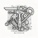 Memorial Construction tools arranged tattoo design idea