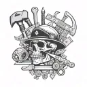 Memorial Construction tools arranged tattoo design idea