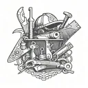 Memorial Construction tools arranged tattoo design idea
