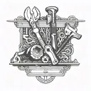 Memorial Construction tools arranged tattoo design idea