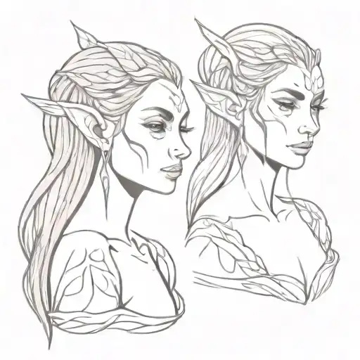 druid elf female tattoo design idea