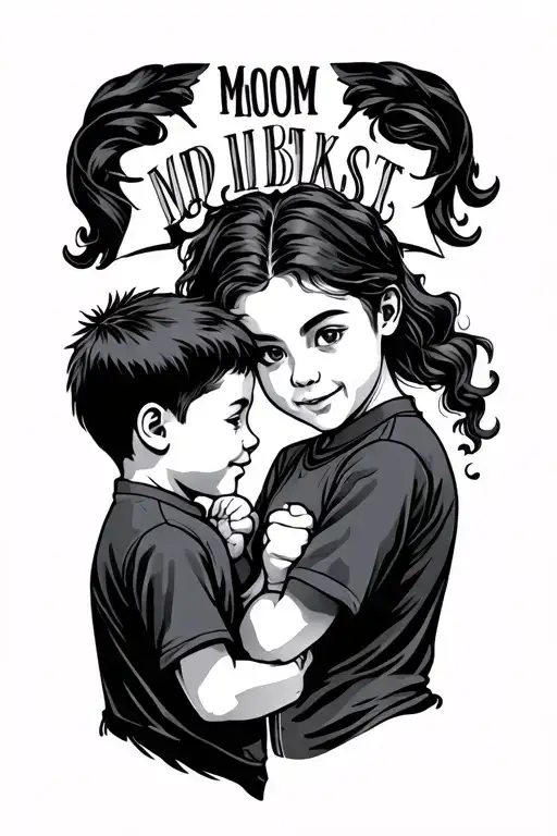 fist bump mom and son tattoo design idea