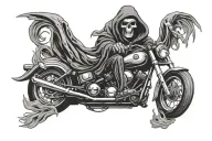 grim reaper riding a sport bike lifeline symbol tattoo design idea