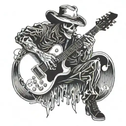 A ghostly figure playing a guitar made of energy drink cans tattoo design idea
