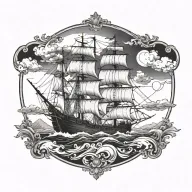 boat 18th century tattoo design idea