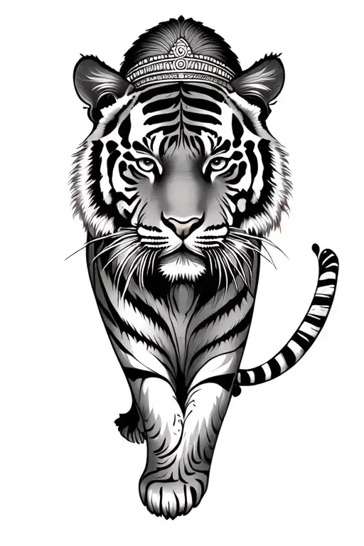 I want a leg sleeve that represents the country India, I want it to include a tiger (national animal) Indian architectur tattoo design idea
