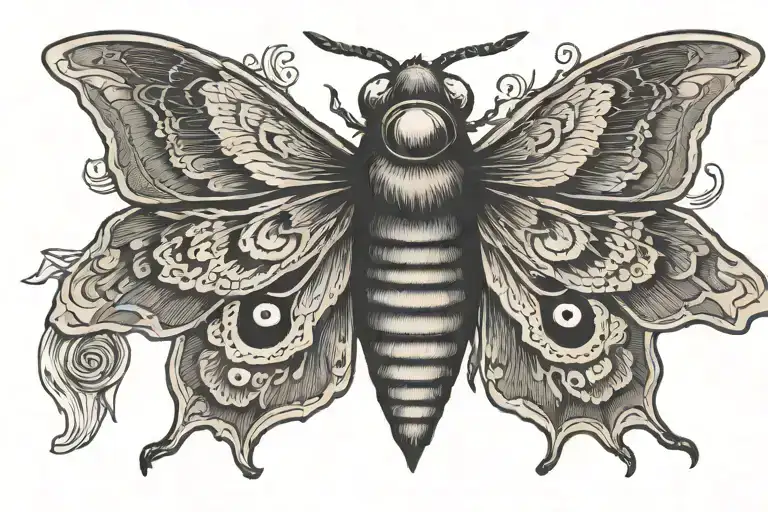 traditional moth spreading its wings with a human eye dark tattoo design idea