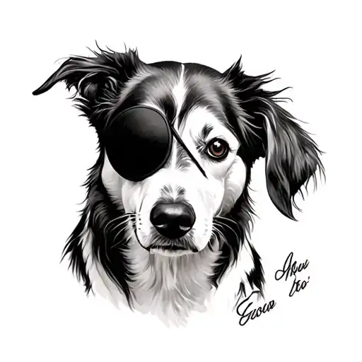 dog with eye patch tattoo design idea