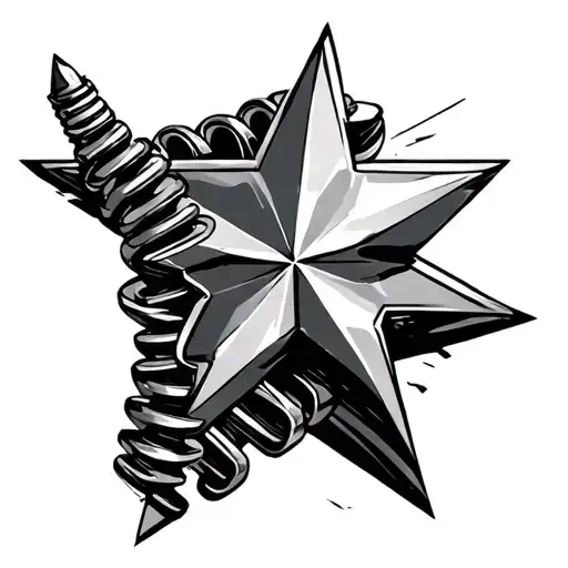 camshaft and star tattoo design idea