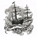 maritime scene tattoo design idea