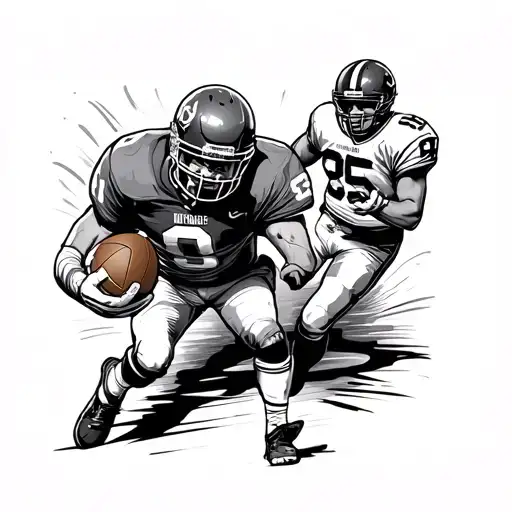 Dad is on the grandstand and his son plays football tattoo design idea