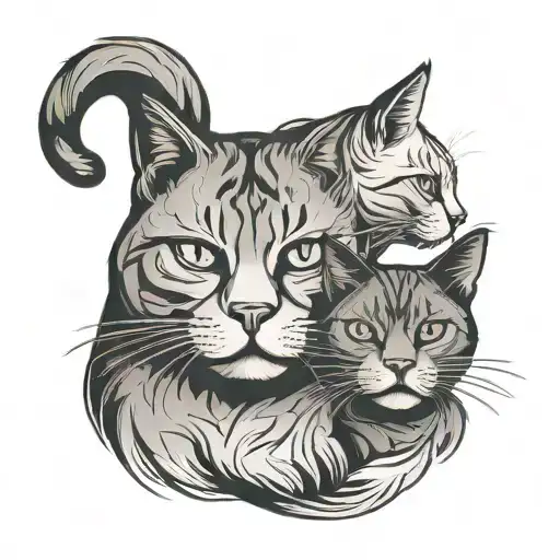 fat cat and skinny cat silhouette tattoo design idea