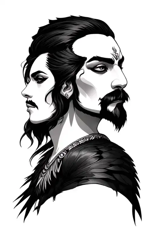 pagoda and Seneca crane tattoo design idea